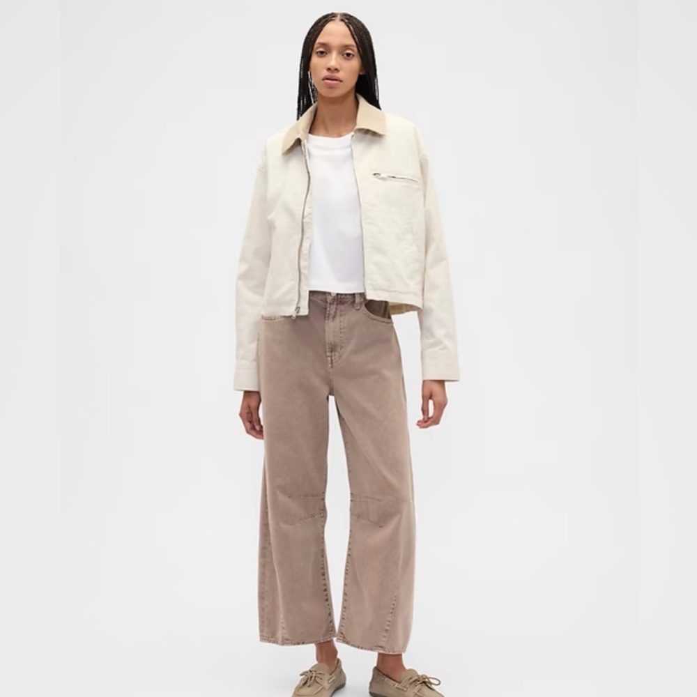 GAP Barrel Leg Jeans 30 Short Taupe - Picture 4 of 9